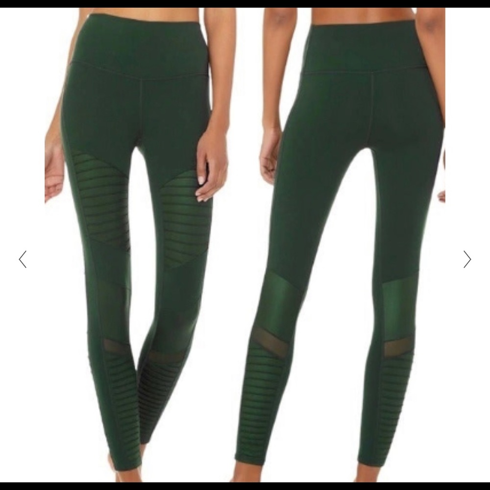 Alo Yoga Moto Leggings in Forest Green